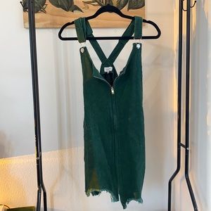 Forest green, corduroy, overall dress. size Medium